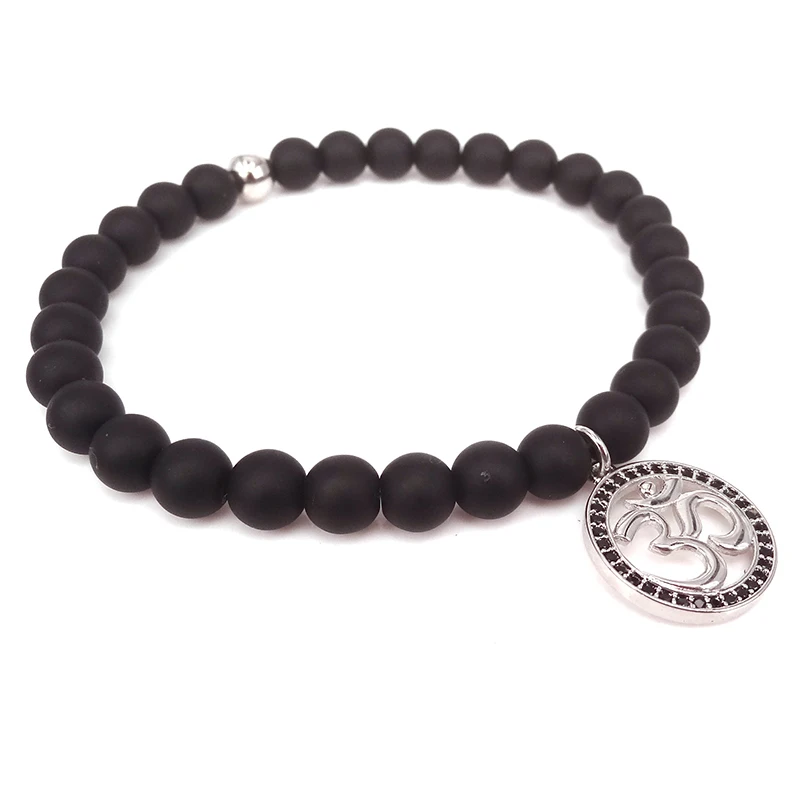 Матовый браслет для йоги Onxy с бусинами амулеты медитации Lotus OHM чакра женщин и