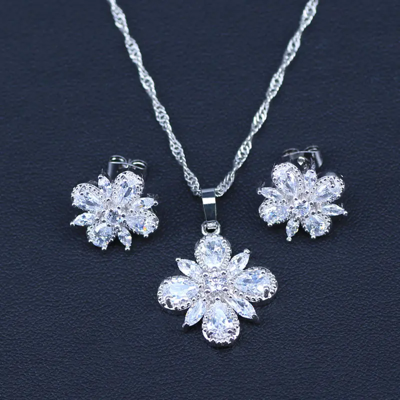 Высокое качество 4 вида цветов серебро 925 пробы цветочный ювелирный набор Женский