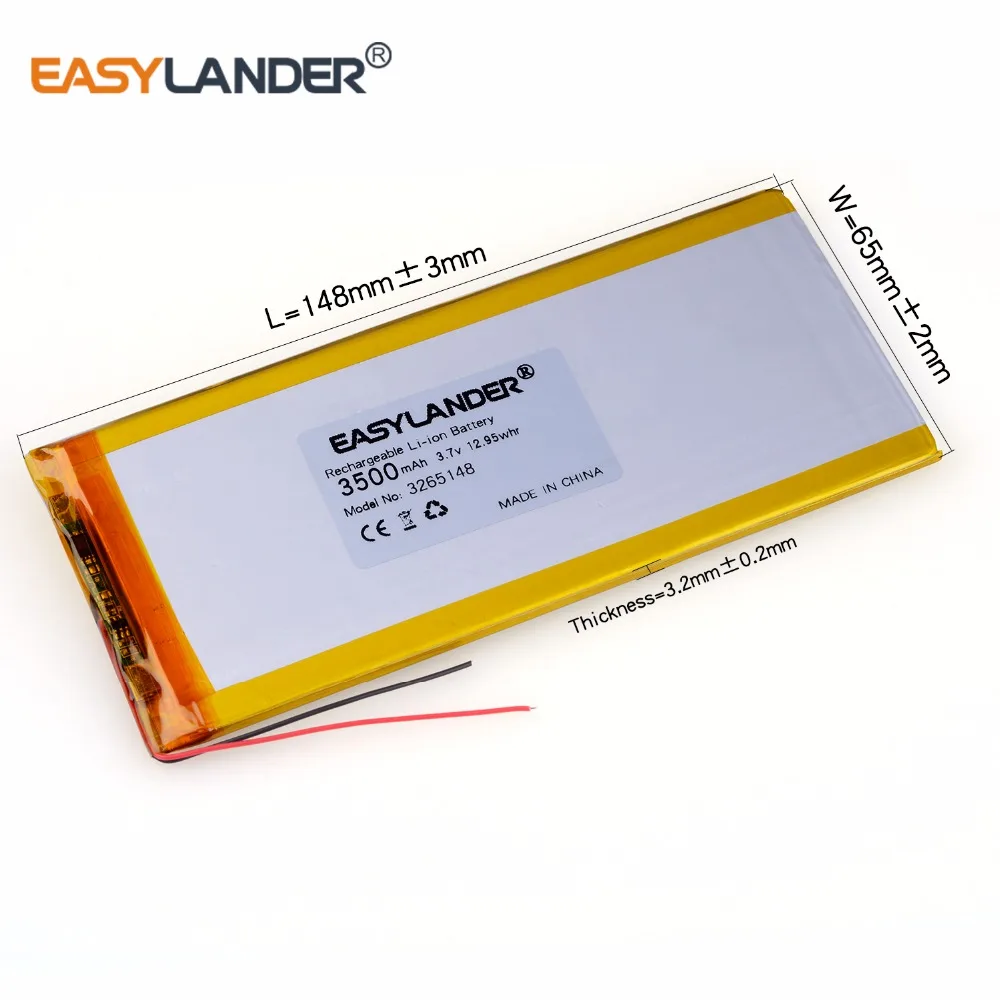 

3265148 3265150 3.7 3500mAh Rechargeable Li-Polymer Battery For E-Book Tablet PC 7 inch 8 inch 9inch 3065148 3065150