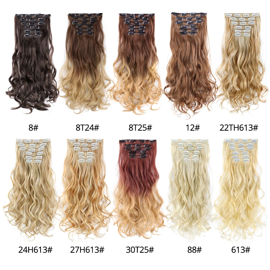 Leeons Synthetic Hair16 Clips In Hair Extension Body Wave 22