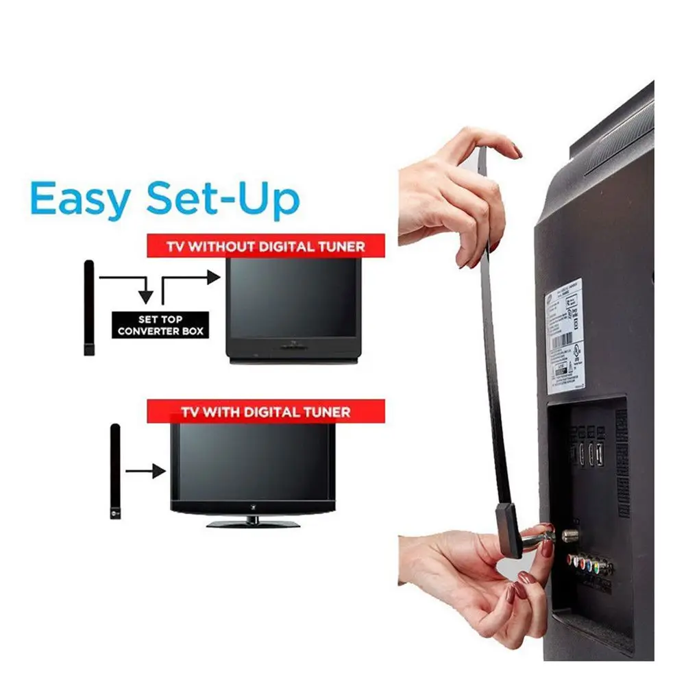 Прозрачная мини ТВ ключ HD ТВ 100+ HD tv цифровая комнатная антенна 1080p Канава кабеля