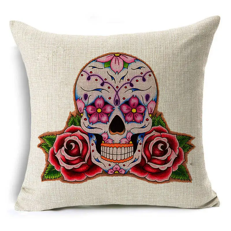 Христианский стиль хлопок лен винтажная богемная Подушка Чехол с черепом чехол