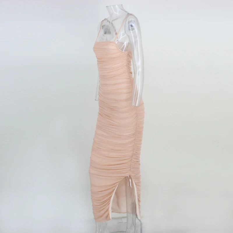 Женское платье на тонких бретелях COSYGAL однотонные обтягивающие соблазнительные платья с вырезом лодочкой