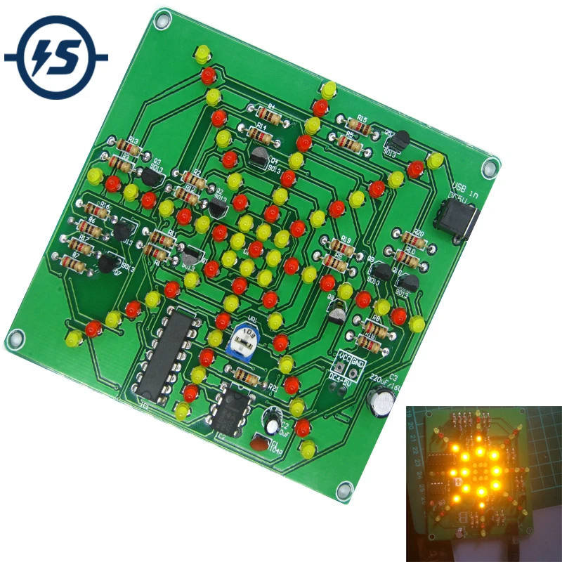 

DIY Soldering Kit Flash Light Kits 73 LEDs Red Yellow Flashing Soldering Practice Board PCB Circuit Electronic Training Suite