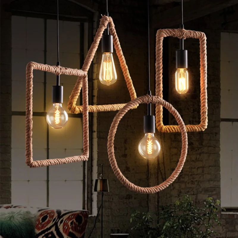 

American village restaurant bar lamp Nordic simple aisle Bar Cafe rope Chandelier