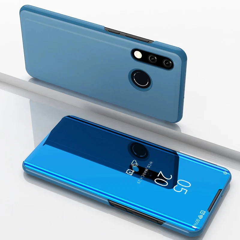Sky Blue Зеркальный кожаный чехол-подставка для huawei P30 P20 P8 Lite Pro Honor 8X8 8A 10 Lite Nova 4 3 3i 3 2i P Smart Coque - Цвет: Sky Blue