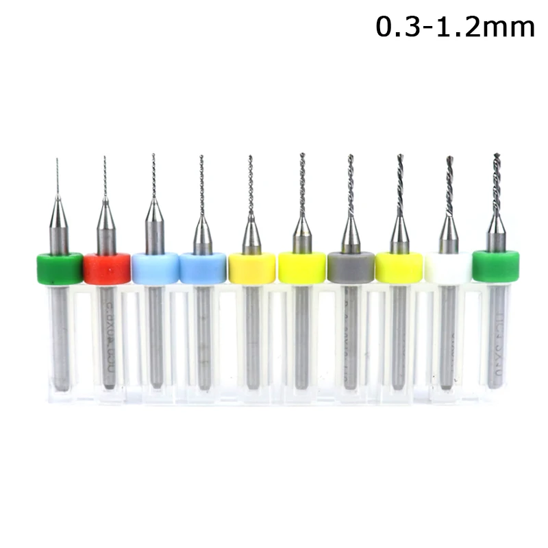 0.3-1.2mm 10 шт. 0,1-2,0 мм Мини PCB карбидные сверла набор 1/8 ''хвостовик для печатной платы ЧПУ гравировальный точилка сверла инструменты - Цвет: 0.3-1.2mm