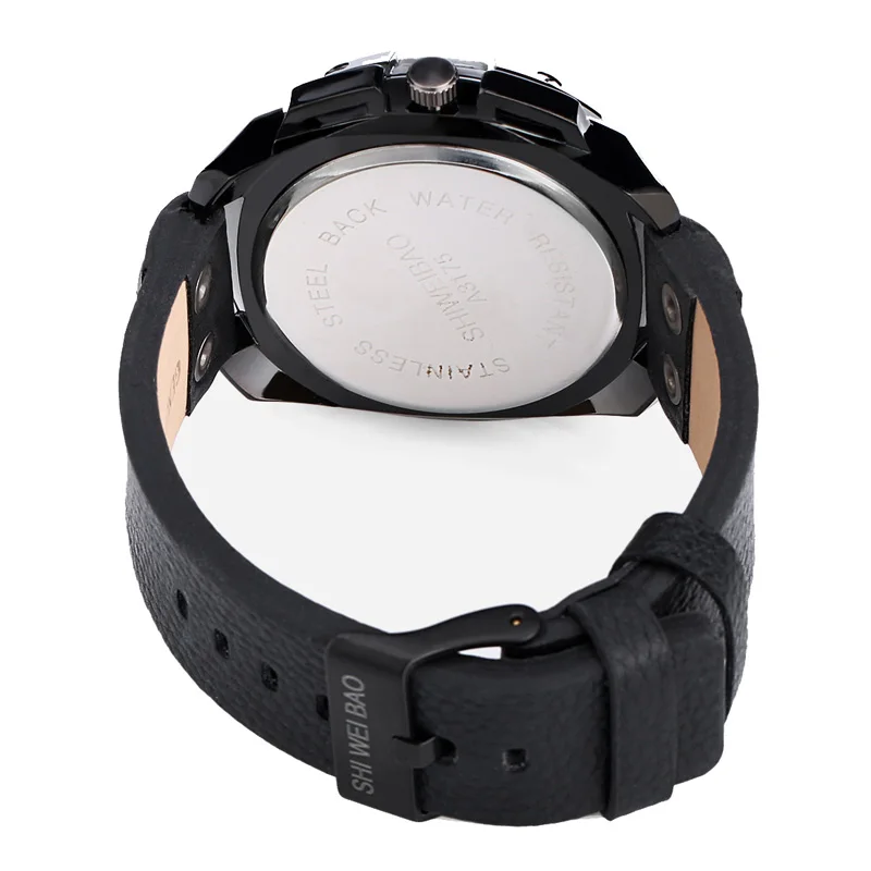 

SHIWEIBAO Men Watches Brand Luxury Leather Date Waterproof Sport Quartz Chronograph Military Watch Men Clock Relogio Masculino