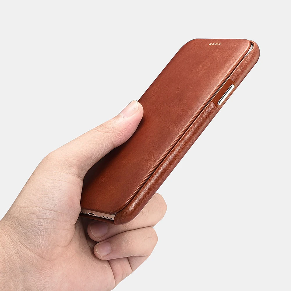 Icarer для IPhone X Case из натуральной кожи кошелек чехол для iPhone X XS Apple изогнутый край флип чехол-книжка Магнитный защитный чехол
