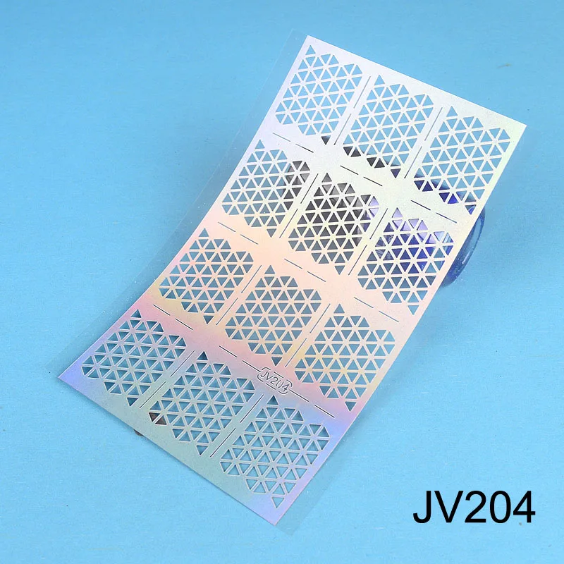 JV204 YZWLE 12 наконечников/лист лазерные ногти виниловые ногти художественный трафарет для ногтей дизайн ногтей, полый наклейки украшения инструменты аксессуары - Цвет: JV204