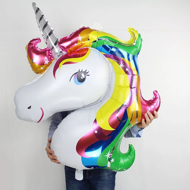 1pcs Unicorn Balloon Colorful Rainbow Fantasy Horse Party kids Girls Birthday Animals Foil Balloons | Дом и сад