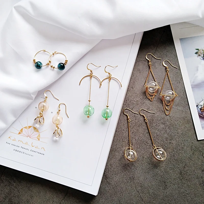 South Korea contracted creative fashion earrings wholesale geometric circular triangle gas bubbles ear ring | Украшения и