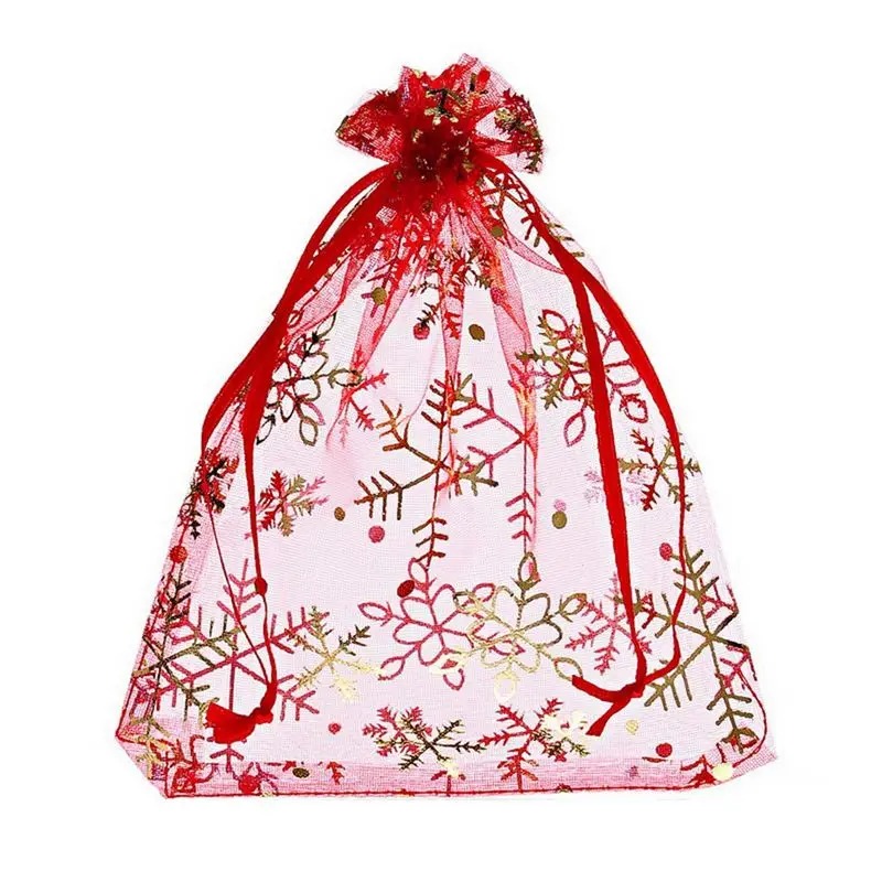 25 штук снежинки Рождественские подарочные сумки из органзы Свадебные Сумки для