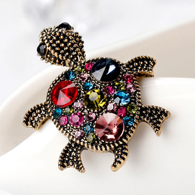 Брошь в виде черепахи со стразами шапка шарф свитер булавки черепаха животное