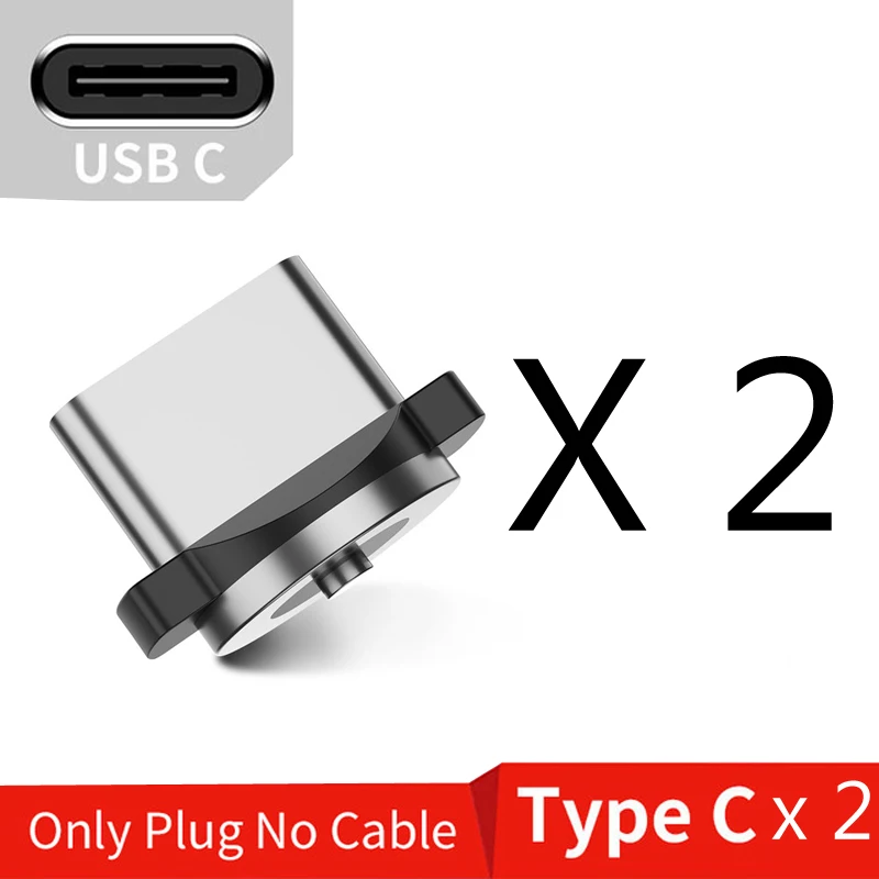 2pcs Type C Plug USLION 3 м Магнитная Micro USB кабель для samsung S10 Тип-Док-станция с usb зарядка магнит Зарядное устройство адаптер Тип USB c кабели для мобильных телефонов - Цвет: 2pcs Type C Plug