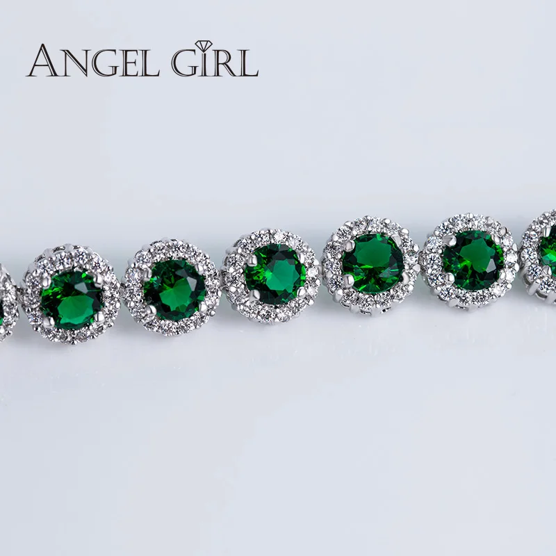 Angel Girl модный круглый белый золотой цвет роскошный зеленый кубический цирконий