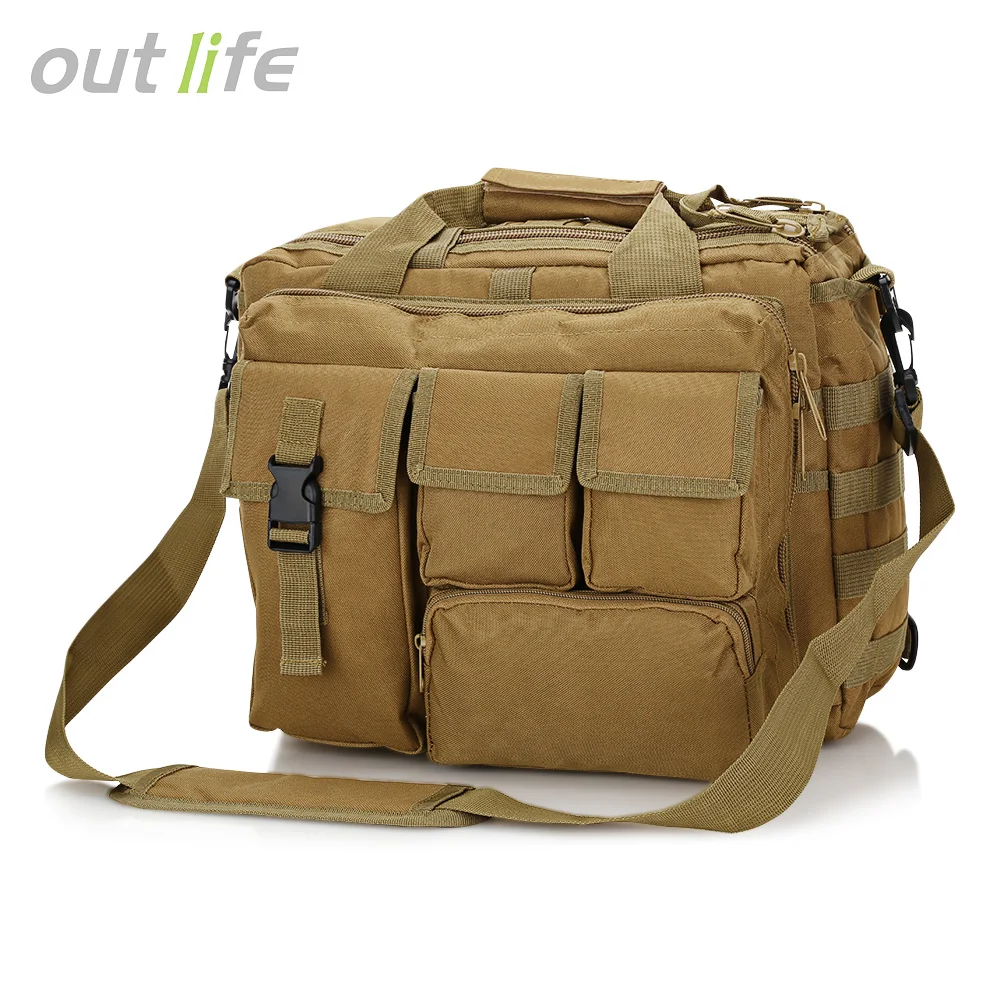 Outlife Military Tactical Shoulder Bag Messenger Bag Laptop Tablet Package Outdoor Camping Hiking Bag Hunting Backpack - Цвет: Camel Brown