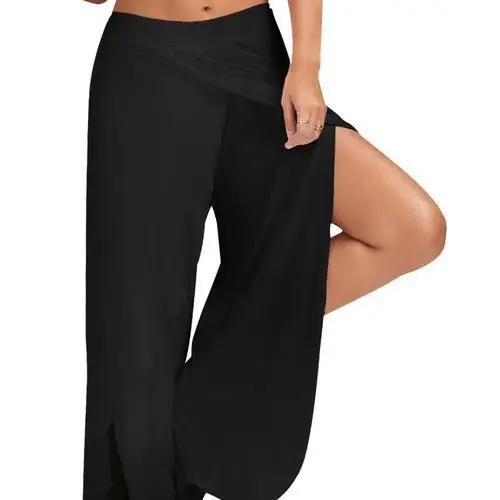 Women Ladies Summer Style Wide Leg Split Loose Plus Size Full Length Lightweight Pants Trousers Skirts | Женская одежда