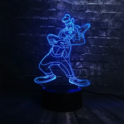 goofy Дропшиппинг Лило Ститч Новинка 3D ночной светильник светодиодный светильник Микки Минни Маус Динь колокольчик 7 цветов Декор для комнаты подарок для ребенка - Испускаемый цвет: goofy