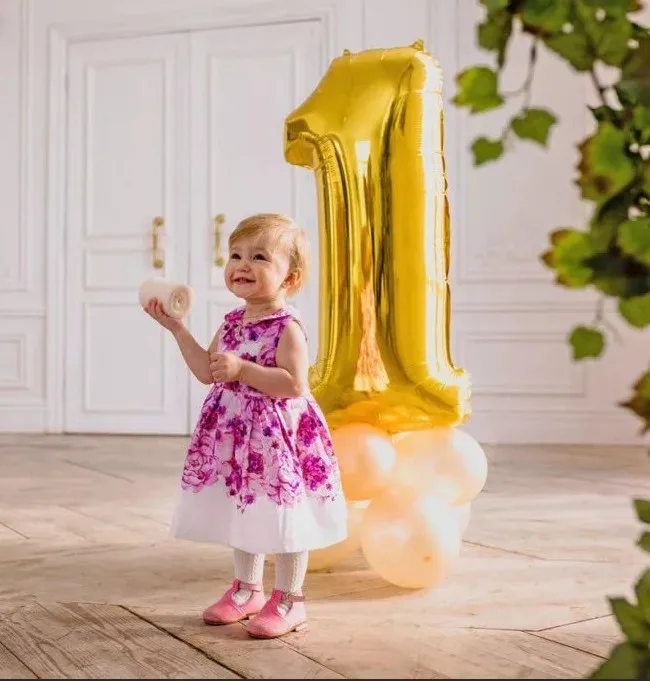 

32/40inch Number 1 Helium Balloon Gold Blue Pink Color Digit 1th Foil Birthday Balloon For First Baby Birthday Party Decoration