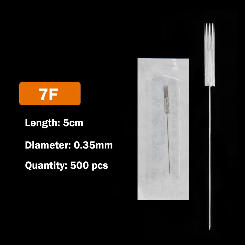 500 шт 1RL/3RL/5RL/5F/7F стерилизованные одноразовые иглы для перманентного макияжа иглы для татуировки для бровей гигантский Солнечный комплект татуировки 0,35X50 мм