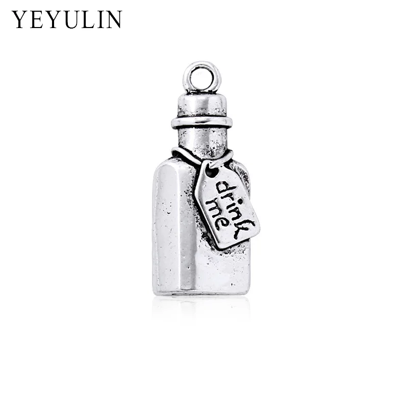 Модные подвески в форме бутылки вина 10 шт. модные из сплава серебристого цвета