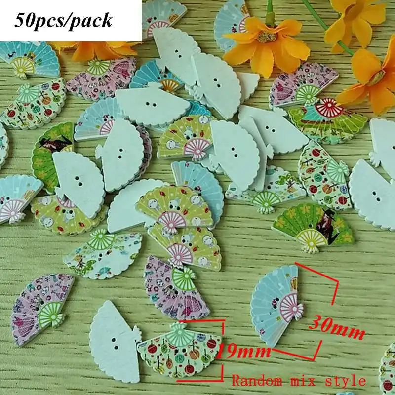 Style 15 50pcs 35 стилей 20/50 шт./упак. смешаны в случайном порядке, с декоративными пуговицами, прекрасный мультфильм серии 2 отверстия деревянные пуговицы для шитья Flatblck Скрап L-1 - Цвет: Style 15 50pcs
