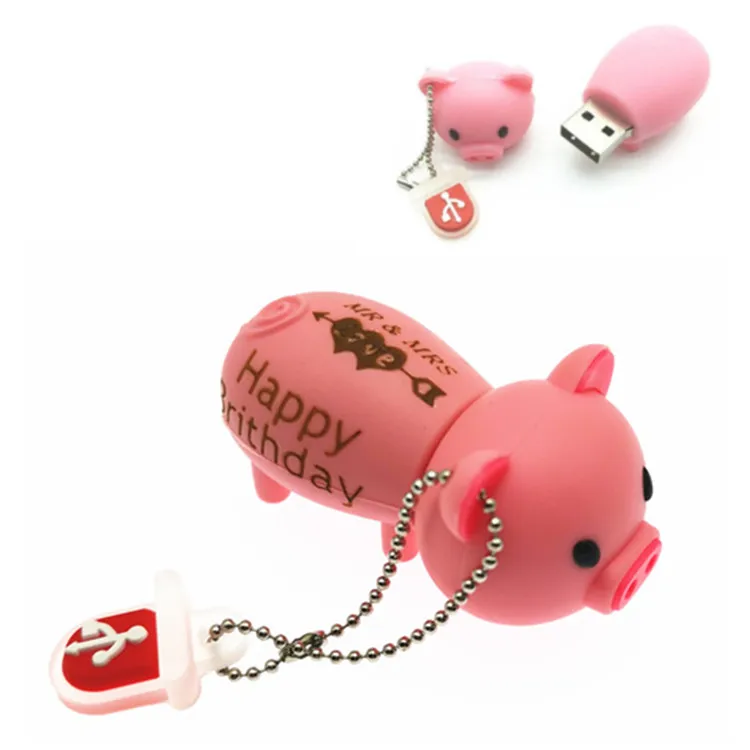 

(over 10 PCS) Free LOGO customized USB Flash Drive Cute Pig USB Flash Drive U Disk to 8GB 16GB 32GB Memory Stick flash Pendrive