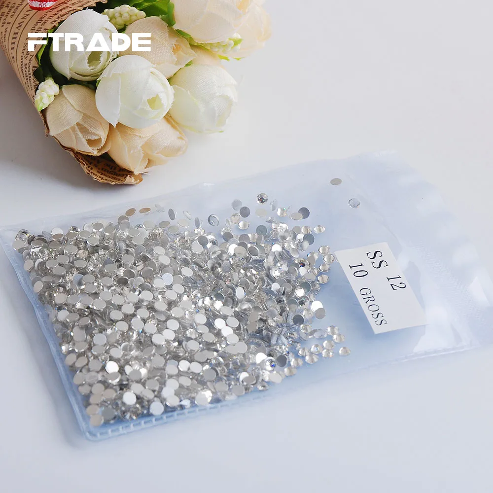 SS12 1440Pcs Все размеры, SS3-SS40, прозрачный кристалл, плоские с оборота, стеклянные ногти, художественные стразы, швейная ткань, одежда, не исправление камней, для украшения своими руками - Цвет: SS12 1440Pcs