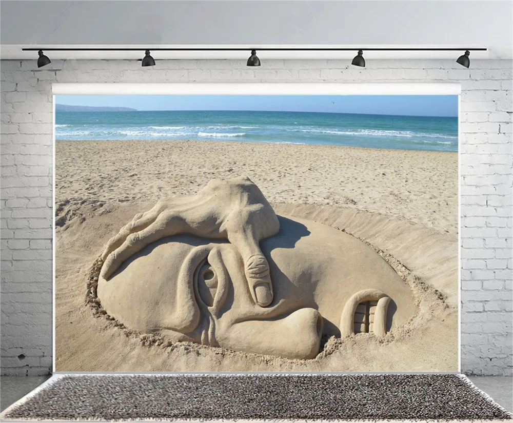 Laeacco Sea Art Beach Sculpture Hand Child Scene Photography Background Customized Photographic Backdrops For Photo Studio | Электроника