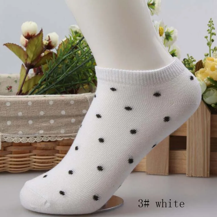 Носки до лодыжки красивые хлопковые эластичные короткие носки в горошек тапочки