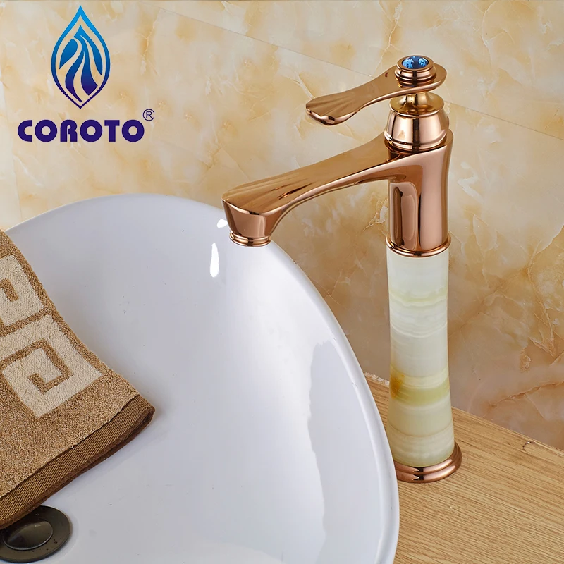 COROTO новый кран для раковины с розовой Золотой Одной ручкой смеситель ванной