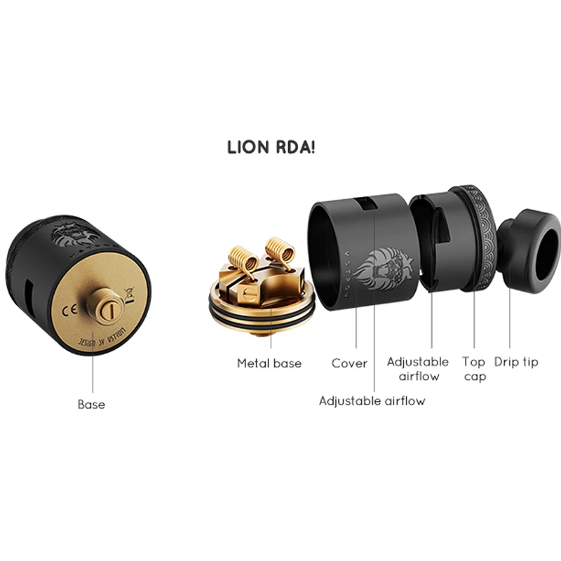 Испаритель Vapor Storm Lion RDA 24 мм ХЛОПОК 510 нить двухъядерная катушка вейп уникальная