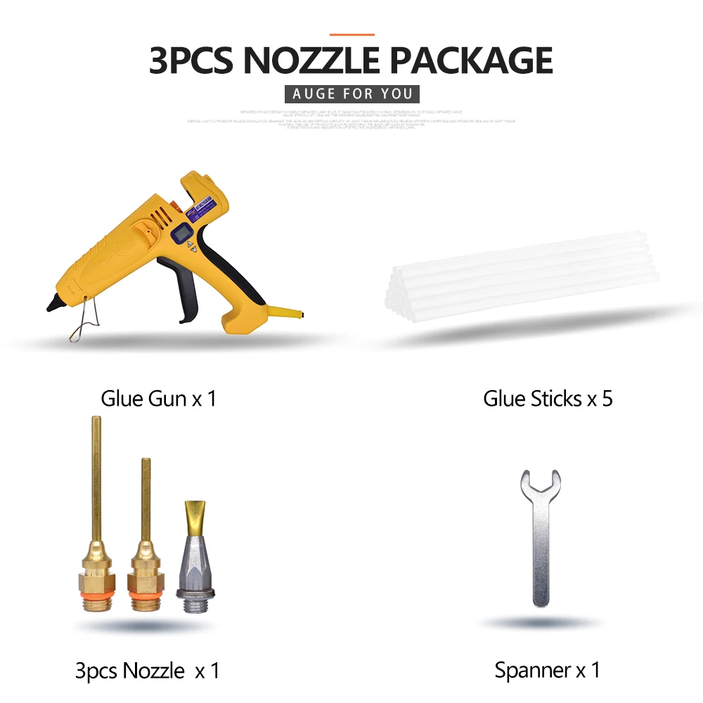 3pcs nozzle 500 Вт EU/US высокомощный термоплавкий клеевой пистолет с регулируемой температурой и цифровым дисплеем Инструменты для ремонта прививок термоклеевой пистолет - Цвет: 3pcs nozzle