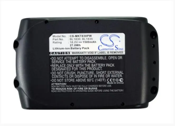 

Cameron Sino 1500mAh battery for MAKITA BBO180 BBO180Z BCF050 BCF201 BCF201Z BCL180 BCL180F BCL180W BCL180Z BCL180ZW BCL182