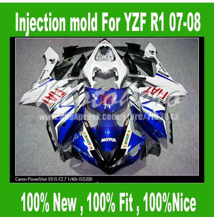 

Injection mold fairing for Yamaha YZF R1 2007 2008 YZF R1 2008 2007 YZF-R1 YZF 1000 R1 07 08 fairing kits 2 designs