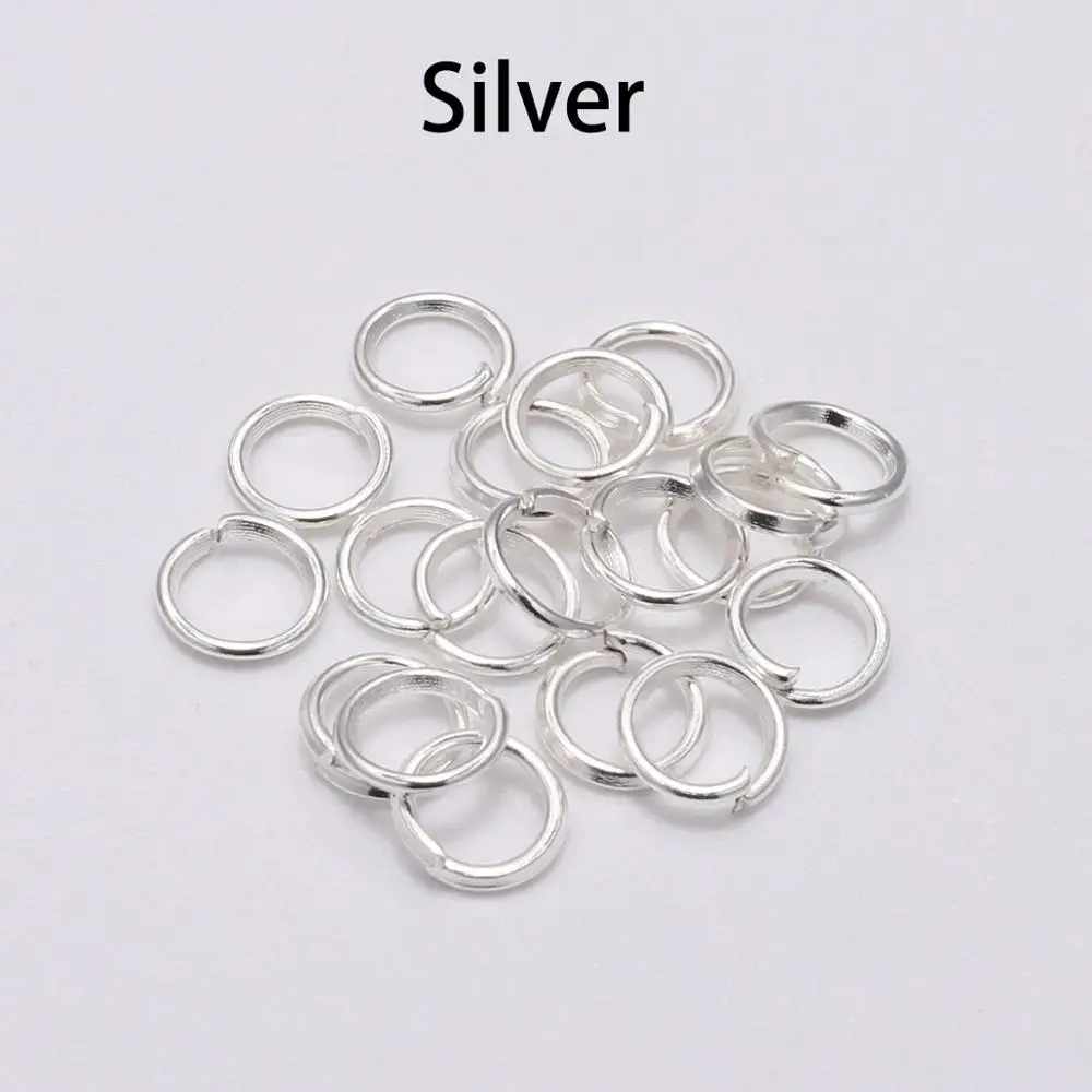 Silver 200 шт./лот, 3, 4, 5, 6, 8, 10, 12 мм, металлические прыгающие кольца, разъемное кольцо, серебристый, золотой цвет, разъем для Diy Изготовление, поиск ювелирных изделий, аксессуары - Цвет: Silver