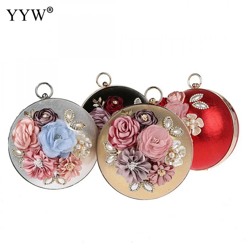 

YYW Ball Type Clutch Bag With Pearl Dinner Bag Floral 2018 New Women Evening Clutch Bags Purse Girl Party Clutches Bolsos Mujer