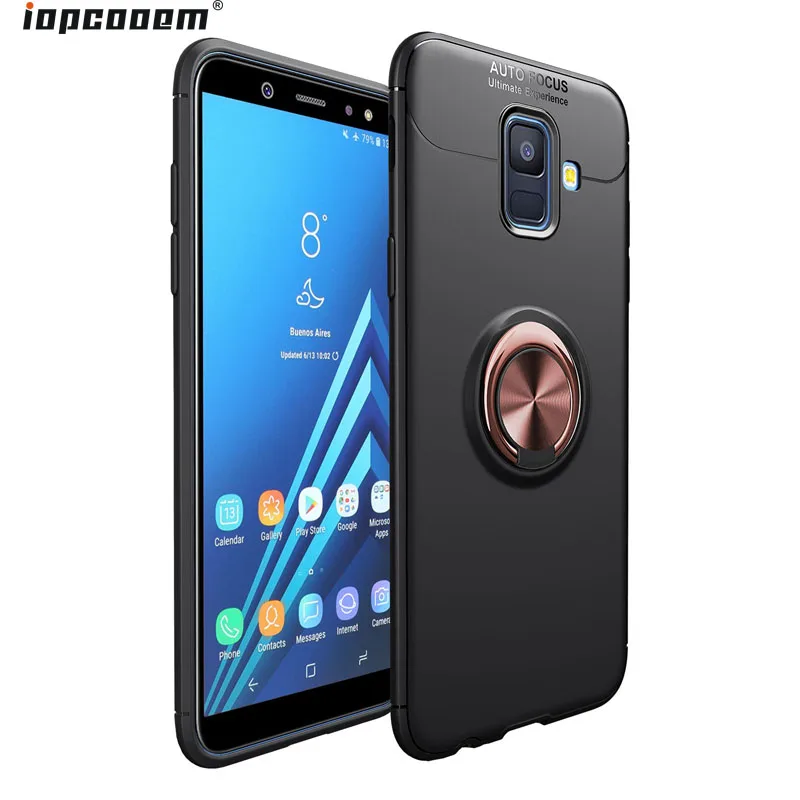 Магнит Телефон крышки для samsung Galaxy A6 2018 палец кольцо держатель Чехлы мягкая
