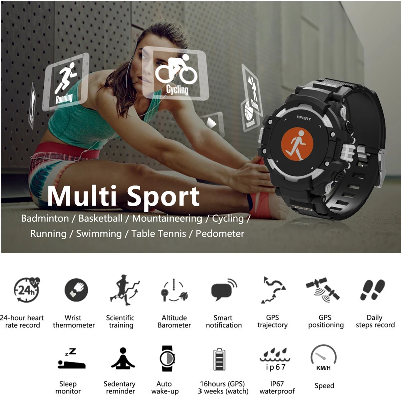 Смарт часы с GPS Bluetooth 4 2 альтиметр барометр компас|Смарт-часы| |