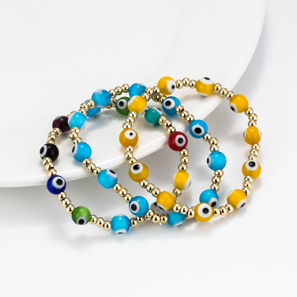 MEIBEADS 1 шт. модный 6/8 мм браслет от сглаза красочные бусины из смолы