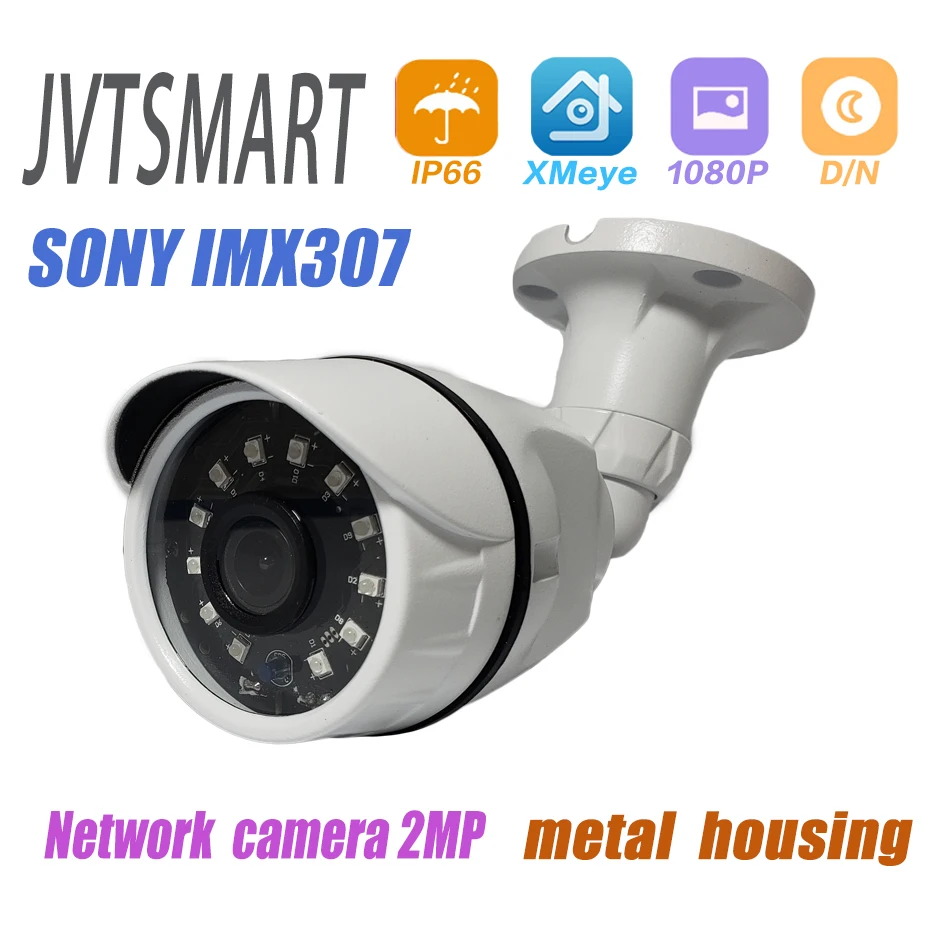 Jvtsmart H.265 + IP камера SONY IMX307 1080P 2 8 мм 3 6 ONVIF Starlight 48 В poe сеть ipcam Металл XMEye 12 в xm CCTV