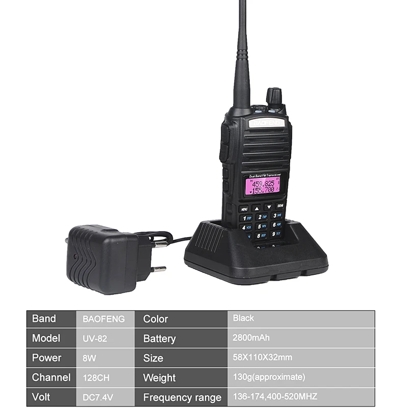 8 Вт Baofeng UV-82 двухдиапазонный двухсторонний радио UV82 рация 10 км переносной CB Ham
