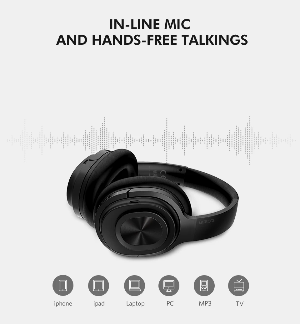 Cowin SE7MAX, активные наушники с шумоподавлением, Bluetooth 5,0, беспроводные наушники с микрофоном, супер HiFi, глубокий бас, гарнитура