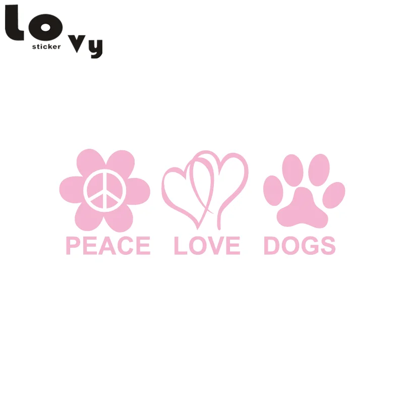 Peace Love Dogs Viny Wall Sticker Creative Cartoon Animal Vinyl Decal for Bedroom Home Decor | Дом и сад