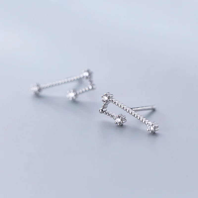 F WTLTC 925 Sterling Sliver Constellations Stud Earrings Star Cluster Ear Climber Earrings Astrology CZ Ear Jackets Earrings Gifts - Окраска металла: F