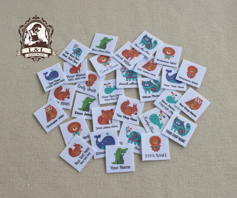 96 этикеток с логотипом на заказ Детские этикетки одежду именем белые из