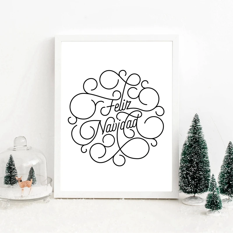 Испанская Новогодняя печать Swash Line типография каллиграфия плакат Счастливого