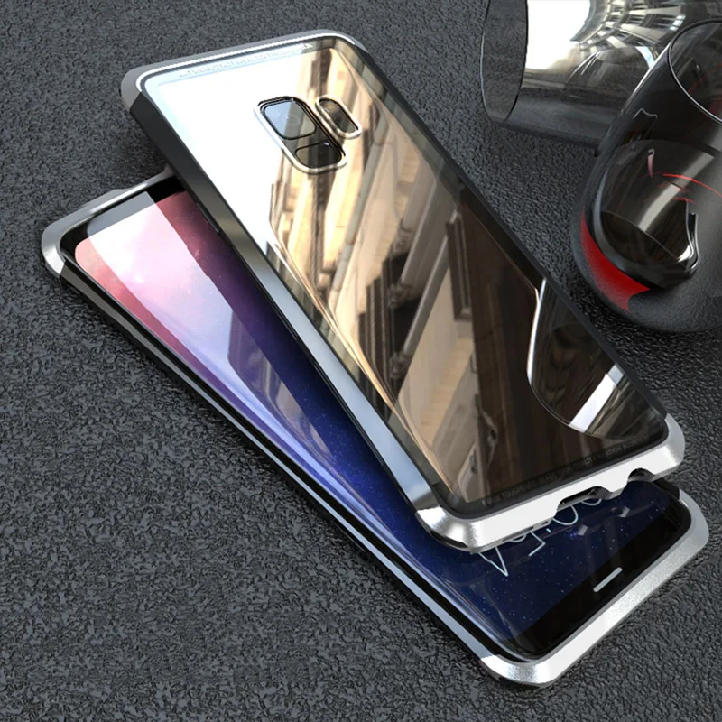 Чехол для Samsung galaxy S 9 S9 plus металлический корпус из закаленного стекла Пластиковая