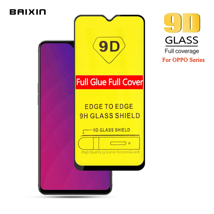Baixin 9D закаленное стекло для OPPO R9 R9S R11 R11S Plus R15 R17 Защитная передняя пленка для OPPO A1K AX5 AX7 полное покрытие